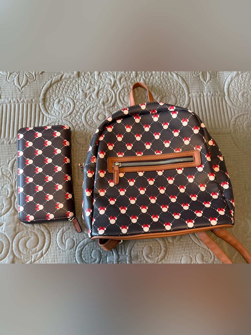 ✨ NWT Disney Minnie Mouse Mini Backpack & Matching Zip Wallet Set